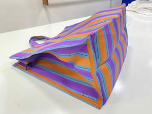 Eco-Friendly Reusable Nylon <b>Storage</b> Bag RPET Zipper Striped Handloom Woven <b>Recycled</b> Plastic Beach Bag Fashion Style-Made India - Product Image 3