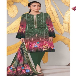 AF Fashion Women's 3 piezas Pakistani Lawn Suits Venta al por mayor Indian Dress Kurta Set con Salwar Kameez & Dupata - Product Image 6