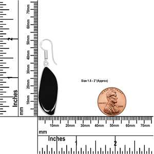 Boucles d'oreilles pendantes pour femme en onyx noir naturel, pierre de naissance de décembre, bijoux faits main en laiton plaqué argent, cadeau de Noël - Product Image 5