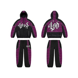 Ensemble de survêtement unisexe à manches longues avec capuche et fermeture éclair sur le devant, en polyester respirant léger, style streetwear d'hiver pour adulte 2 en 1 - Product Image 5