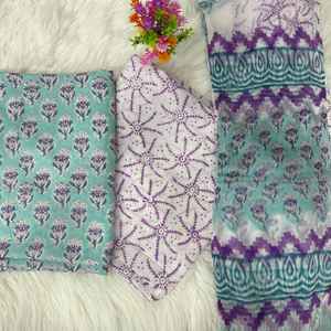 Tela de Algodón sin Coser para Vestidos con Dupatta de Chifón para Mujer, Bodas, Ocasiones Casuales, Trajes Estampados de Algodón Salwar Kameez - Product Image 1