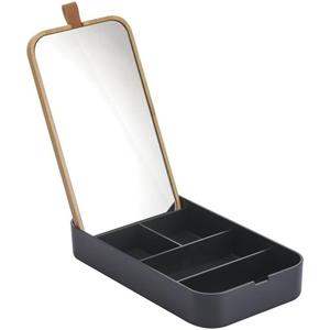 Specchio e Portagioie in Bambù Spirella e Scatola Quadrata in PS ALAIS Nera - Product Image 1