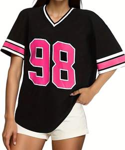 Camiseta de Fútbol para Mujer, Estilo Holgado, Hombros Caídos, Cuello en V - Product Image 2