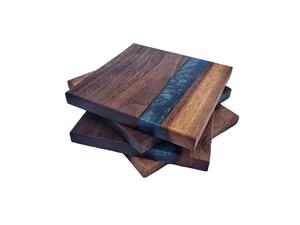 Meilleur prix Made Wood & Resin avec des sous-verres personnalisés polis de haute qualité 4 pcs set vente chaude 2023 - Product Image 6