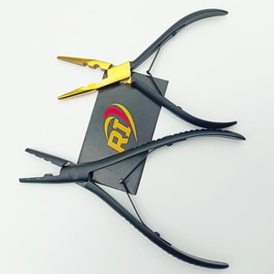 Pince d'extension de cheveux à deux trous avec poignée noire et pointe dorée de haute qualité avec logo personnalisé prix de gros outils d'extension de cheveux - Product Image 2