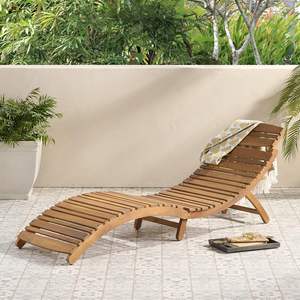 Tumbona de Madera de Acacia para Exteriores, Acabado Amarillo Natural, Tumbona para Patio o Terraza con Técnica Pulida, Marca para el Hogar - Product Image 5