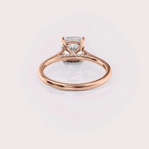 IGI Certified Cushion Cut Lab Grown Diamond Engagement <b>Ring</b> 9K Yellow / White & Rose Gold Solitaire Diamond <b>Ring</b> for Women - Product Image 2