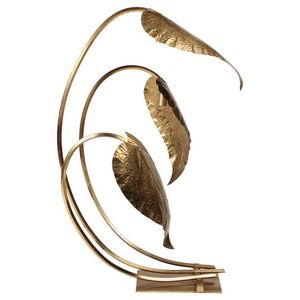 Lampe de table finition dorée, moderne, écologique, en métal rond, avec feuilles décoratives, pour salon, chambre, décoration intérieure - Product Image 1