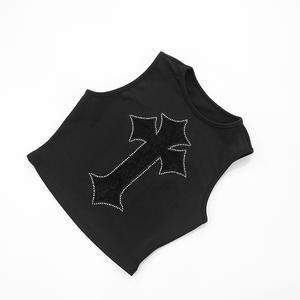 Custom Bulk Wholesale Sexy Women's Sleeveless 100% Cotton Short Sweet <b>Feathers</b> Lace Breathable Eco-Friendly Puff Tank <b>Tops</b> - Product Image 4