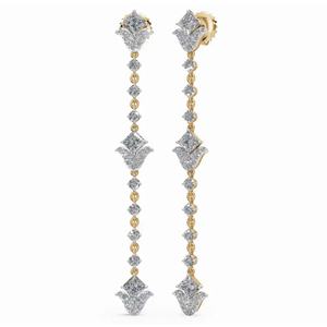Boucles d'oreilles exclusives en or 14 carats avec diamants Tulip Radiance, taille princesse et taille ronde, vente en gros, fournisseur d'exportation - Product Image 1