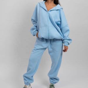 Nuevo Chándal Informal con Capucha para Invierno, Unisex, 100% Algodón, Felpa, Cremallera Completa, Cortavientos, Transpirable, con Dos Bolsillos Laterales, por RSW - Product Image 4