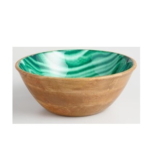 Bol de service rond en bois de mangue naturel fait à la main ustensiles de table vaisselle maison hôtel fête mariage utilisation bol en bois - Product Image 3
