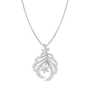 Collar con Colgante Nusa de Plata de Ley 925 CLARA, Diseño de Pluma Geométrica con Forma de Número, Piedra de Diamante, Bañado en Oro y Rodio, Regalo Moderno - Product Image 1