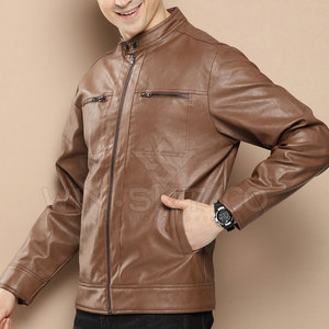 Veste en cuir pour homme de haute qualité fabriquée au Pakistan avec col montant et logo frontal Imperméable et écologique Veste décontractée d'hiver - Product Image 2