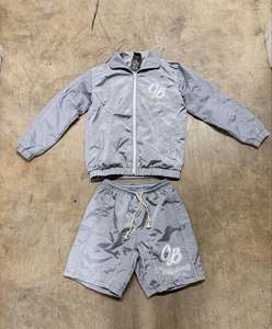Ensemble d'été pour hommes à une pièce Ensemble short coupe-vent personnalisé 100% Polyester Ensemble deux pièces coupe-vent Short Sets Split Color Jogging Wear - Product Image 2