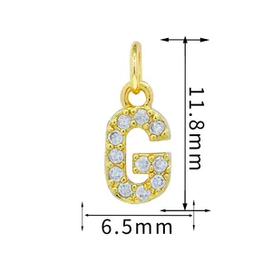Campuran kecil awal 26 huruf jimat untuk membuat perhiasan tembaga emas berlapis alfabet liontin kalung gelang aksesoris batu