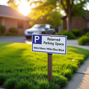 Aluminum Yard <b>Sign</b> "Reserved Parking Space" 460x110mm White/Blue/Black - Product Image 3