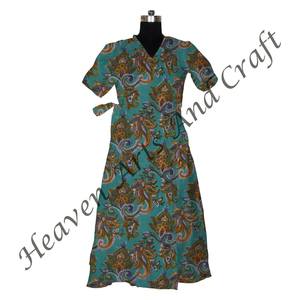 Kimono de algodón Albornoz Bloque de mano Estampado floral Kimono Vestido Mujer Ropa de dormir Albornoz para verano - Product Image 3