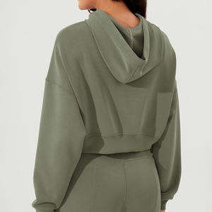 Sudadera con capucha recortada para mujer con impresión de logotipo personalizado OEM ODM ropa informal fabricante directo de fábrica - Product Image 5