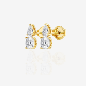Cushion and Pear Cut Moissanite Diamond Sterling Silver <b>Stud</b> <b>Earrings</b> - Product Image 1