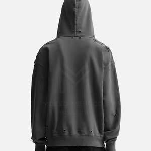 OEM personalizado hombres desgastados sudaderas con capucha ropa de invierno de manga completa tasa razonable de compras en línea patrón sólido cuello con capucha - Product Image 3