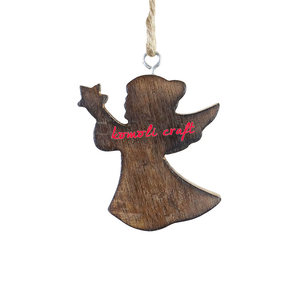 Handmade Wooden Angel Trumpet Ornament <b>Rustic</b> Christmas Tree Hanging <b>Decoration</b>, Custom Engraved Christmas Ornaments - Product Image 5