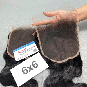 Vente en gros 6x6 HD Dentelle Fermeture Corps Vague Cheveux Vietnamien Extensions de Cheveux Humains Dentelle Fermeture Perruque Cheveux - Product Image 4