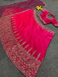 Lehenga choli ผ้าไหมซาตินแบบดั้งเดิมของผู้หญิงอินเดียชุดพื้นเมืองพื้นเมืองสำเร็จรูปสำหรับฤดูหนาวแรงบันดาลใจจากปากีสถาน - Product Image 6