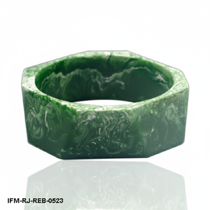 Bracelet Hexagonal en Résine Marbrée Verte Chunky pour Femmes, Bijou Géométrique Audacieux Fait Main, Cadeau - Product Image 3