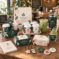 Emballages de marque AT PACK pour restaurants de matcha avec tasses personnalisées, sacs en papier, boîtes et solutions à emporter pour cafés