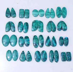 Malachite naturelle paire de pierres précieuses en vrac prix de gros Top qualité Malachite Cabochon paire de pierres précieuses en vrac pour la fabrication de bijoux - Product Image 5