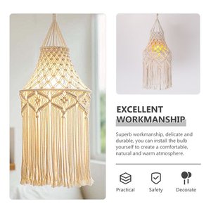 Abat-jour bohème en macramé fait à la main conception personnalisée suspension écologique 100% cordon en coton biologique multi-ampoule décor à la maison - Product Image 6