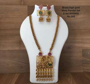 Ensemble de bijoux de mariée en or pour femmes, collier de mariage, boucles d'oreilles pour femmes - Product Image 5