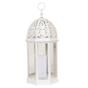 White Powder Coated Metal <b>Candle</b> <b>Lantern</b> Classic Stylish Handmade <b>Candle</b> Holder Hot Selling Designer New <b>Candle</b> <b>Lantern</b> - Product Image 1