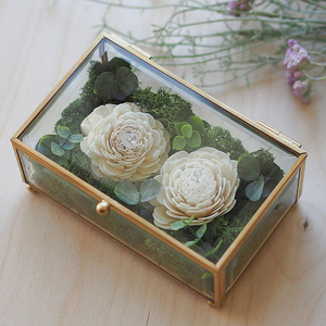 Nouveau dernier Design métal et verre bijoux boîte à bagues qualité d'exportation forme personnalisée taille moyenne boîte à bagues en métal or fini - Product Image 5