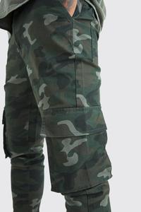 Pantalones Cargo de algodón 100% de alta calidad para hombre, servicio OEM personalizable con estilo informal, aspecto lavado con múltiples bolsillos delanteros planos - Product Image 3