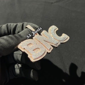 Iced VVS Moissanite <b>Pendant</b> 925 Silver Custom <b>Name</b> Letter Unique Hip Hop Style Chain Pass Tester <b>Necklace</b> Custom Letter Charm - Product Image 5