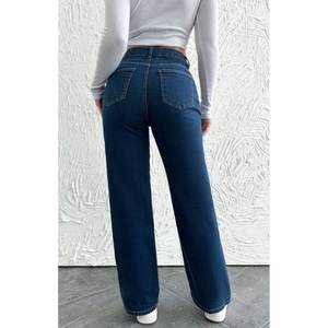 กางเกงยีนส์เดนิมสีน้ำเงินเคลือบหินแบบรักษ์โลกสำหรับผู้หญิงสุดหรู เอวสูง ขากว้าง ทรงหลวม นุ่ม ยืดหยุ่น ทนทาน แฟชั่นสตรีทแวร์ - Product Image 5