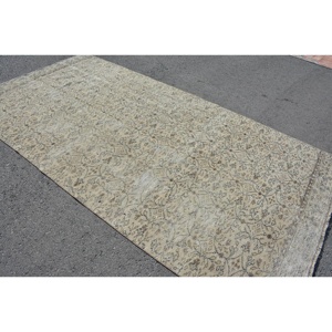 Rug, 5.1x9.9 ft Turkish Rug, <b>Brown</b> Bordered Rug <b>Wool</b> - Product Image 2