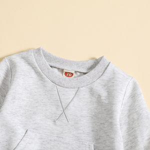 Ensemble de vêtements bio pour bébé, ensemble sweat-shirt, vêtements unis d'automne pour enfants, jogger doux unisexe - Product Image 3