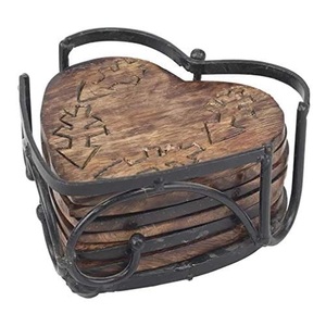 Sous-verres en bois gravés à la main de forme irrégulière pour thé, café, vin – Design moderne de haute qualité – Articles ménagers, vaisselle, articles de table - Product Image 1