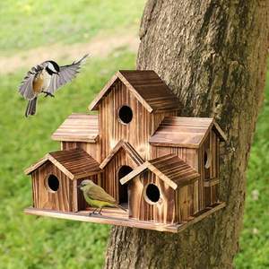 Nichoirs en bois de conception unique pour la décoration d'arrière-cour et de jardin fournissant la nidification sûre pour de petites espèces locales d'oiseau - Product Image 3