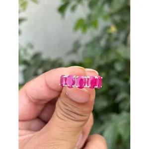 <b>Ruby</b> <b>Eternity</b> Band <b>Ring</b> 925 Sterling Silver Handmade Gemstone Band <b>Ring</b> Wholesale Jewelry Supplier - Product Image 1