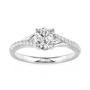 Jeulia Luxury Classic <b>Split</b> Shank Round Cut Engagement <b>Ring</b> - Product Image 1