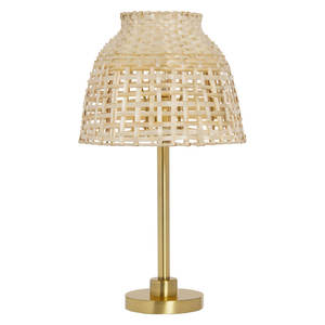 DreamCraft Vietnam 20" Natural & Gold Bamboo <b>Shade</b> Table Lamp with Elegant Oil Lamp and Stylish <b>Accessories</b> - Product Image 6