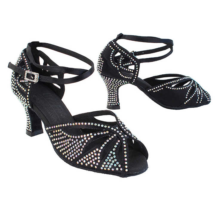 Very Fine Girls Latin Dance Shoes Model S1003CC Ballroom Leather Shoes with Satin Lining and Rubber/Pu Insole for Latin Dance