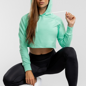 Diseño personalizado Crop Top sudaderas con capucha Casual Warm Hoodies Venta caliente algodón poliéster Crop Top sudaderas con capucha - Product Image 4