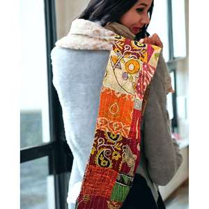 Pañuelo Hijab Reversible Kantha de Algodón 100% Vintage para Mujer, Estampado Digital, para Accesorios de Moda de Verano - Product Image 5