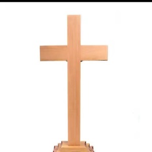 Vente en gros décoration personnalisée église religieuse Jésus église chrétienne base artisanale rustique croix en bois sur pied - Product Image 5