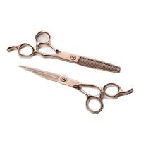Tijeras de peluquero de oro rosa de grado superior profesional, tijeras de peluquero de alta calidad, juego de tijeras de acero al carbono - Product Image 6